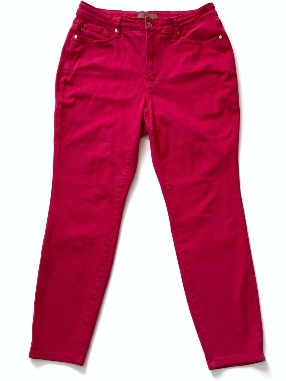 Judy Blue Skinny Jeans Womens 14W Red Fire Engine High Rise Garment Dyed Stretch